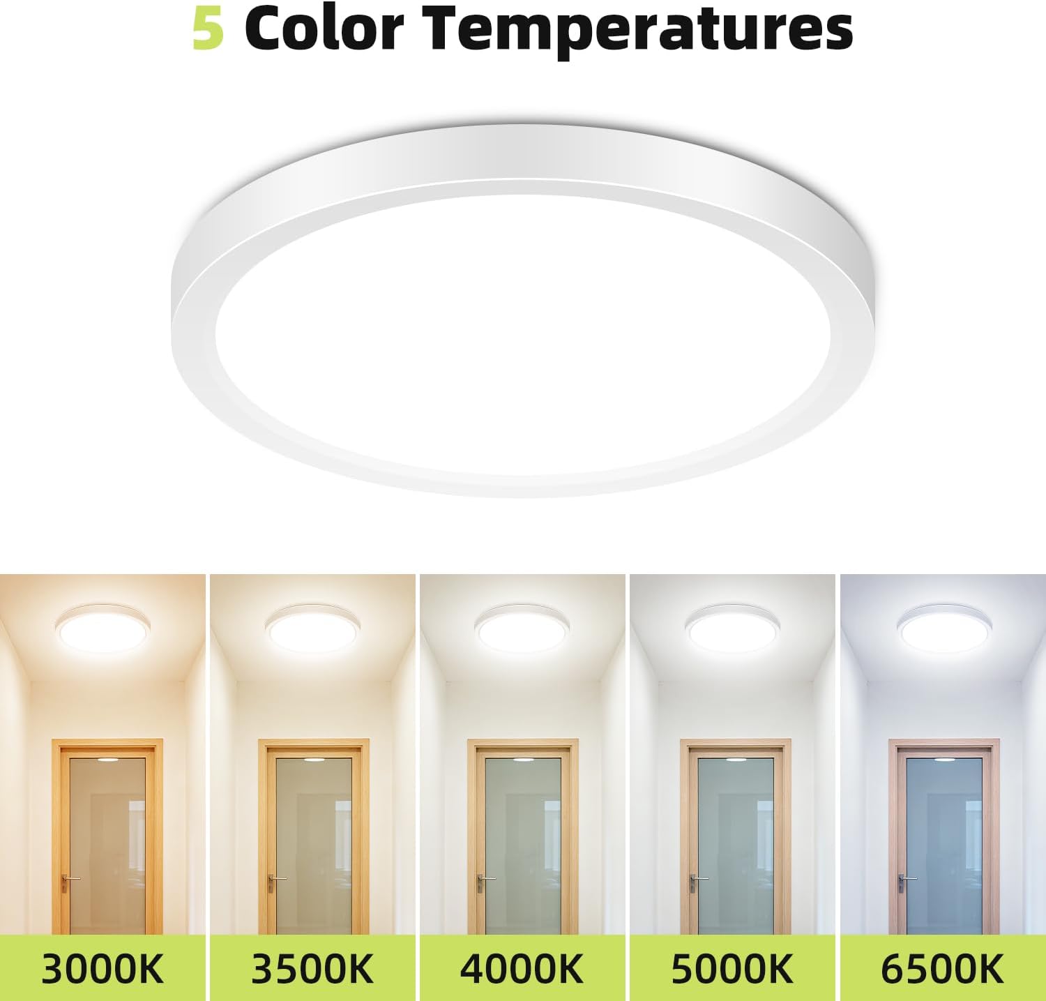 SaviGlow 12 Inch Selectable CCT LED Round Flat Panel Light