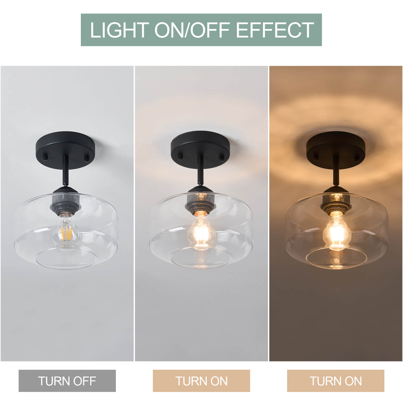 Matte Black Semi Flush Mount Light