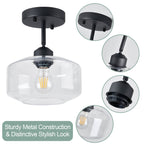 Matte Black Semi Flush Mount Light