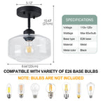 Matte Black Semi Flush Mount Light