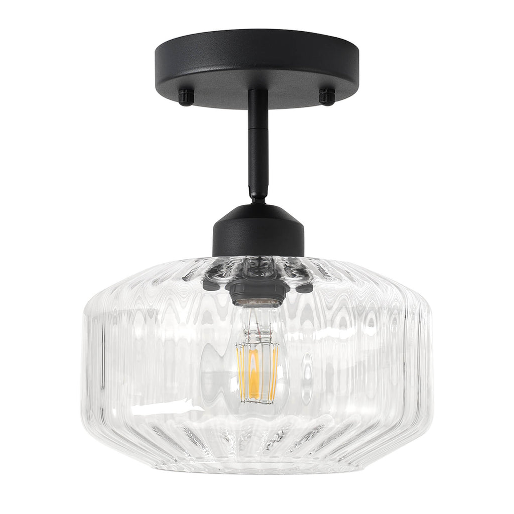 Ribbed Clear Glass Flush Mount