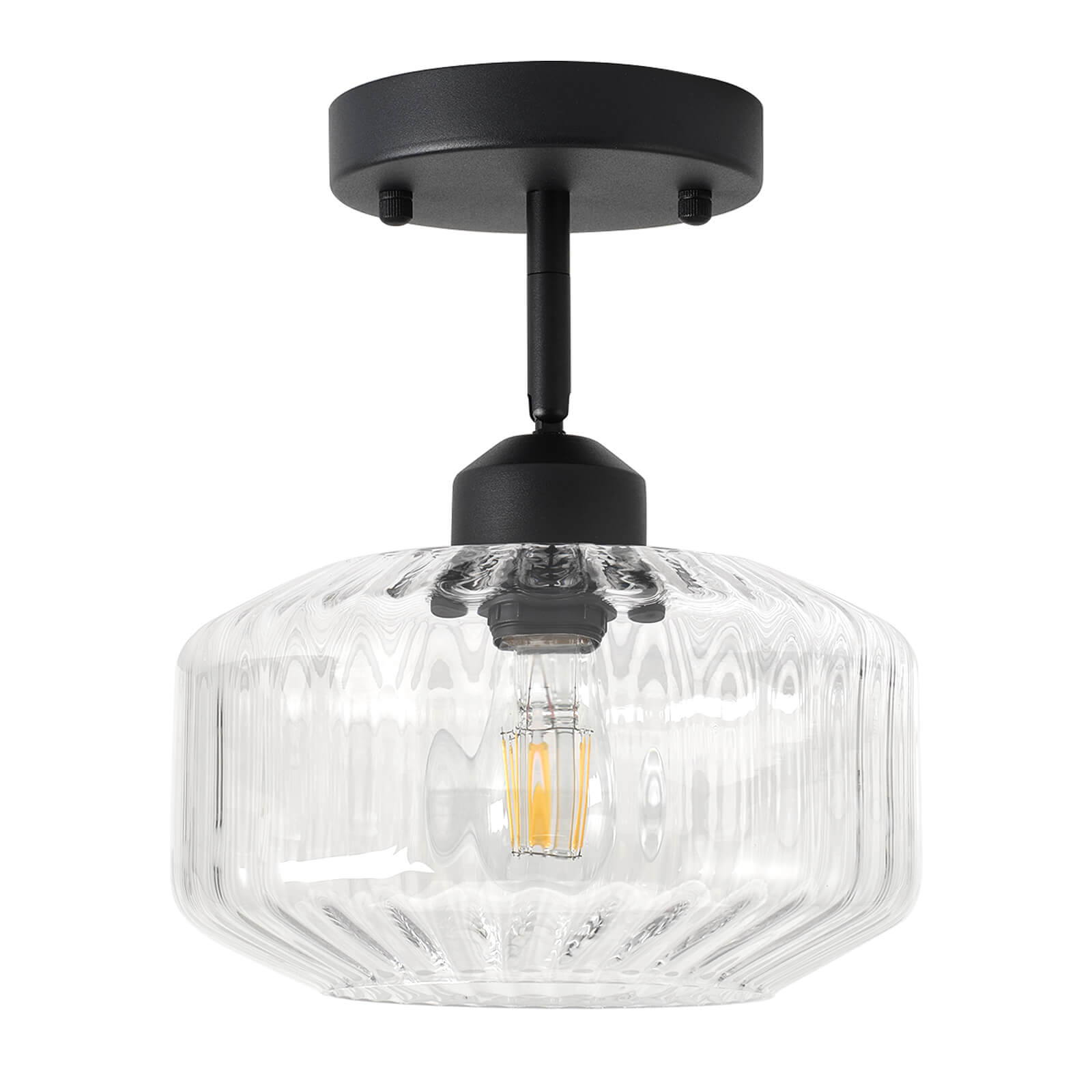 Ribbed Clear Glass Flush Mount