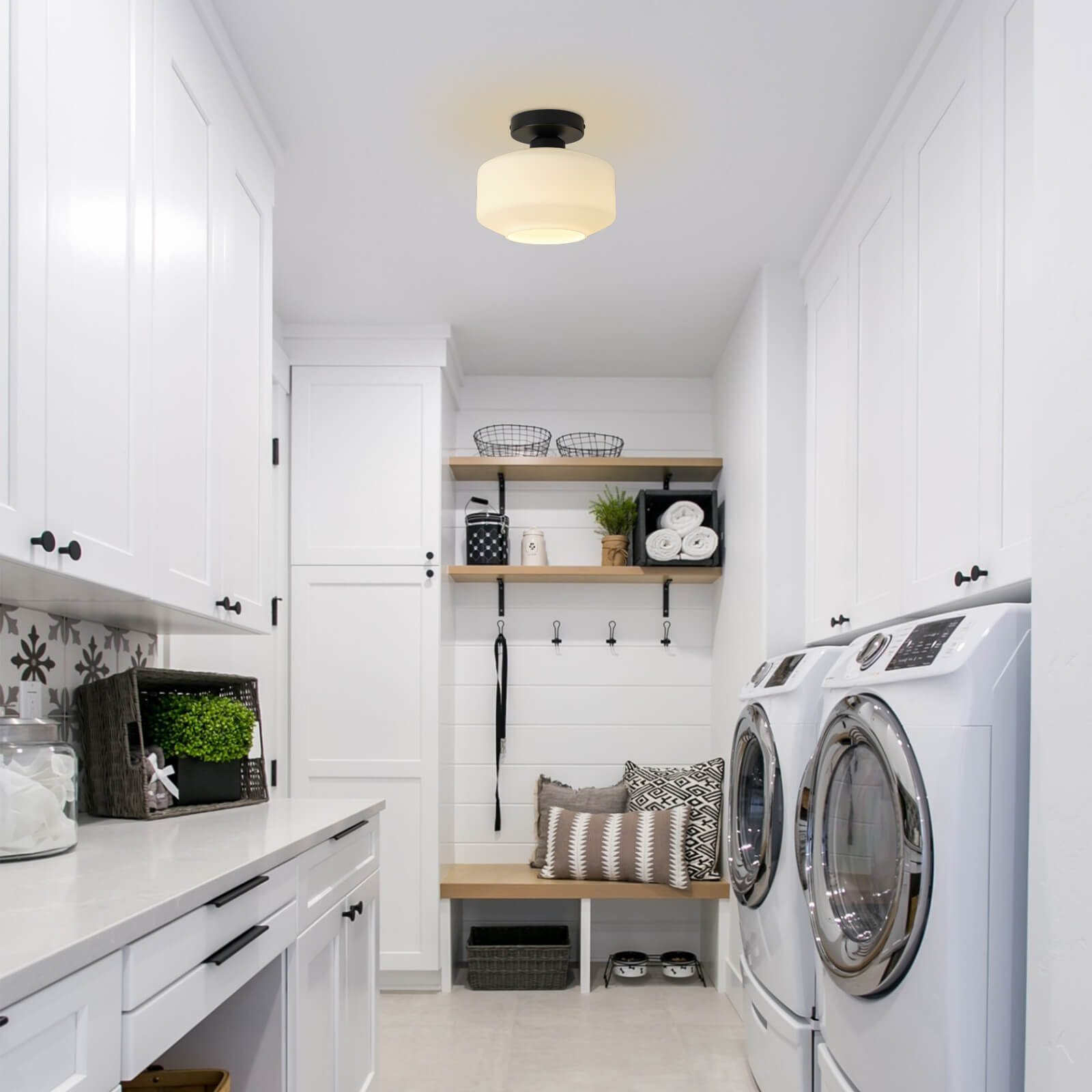 Milk White Glass Ceiling Light