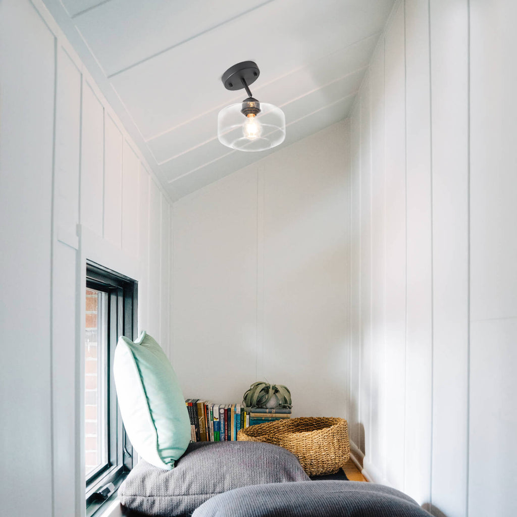 Matte Black Semi Flush Mount Light