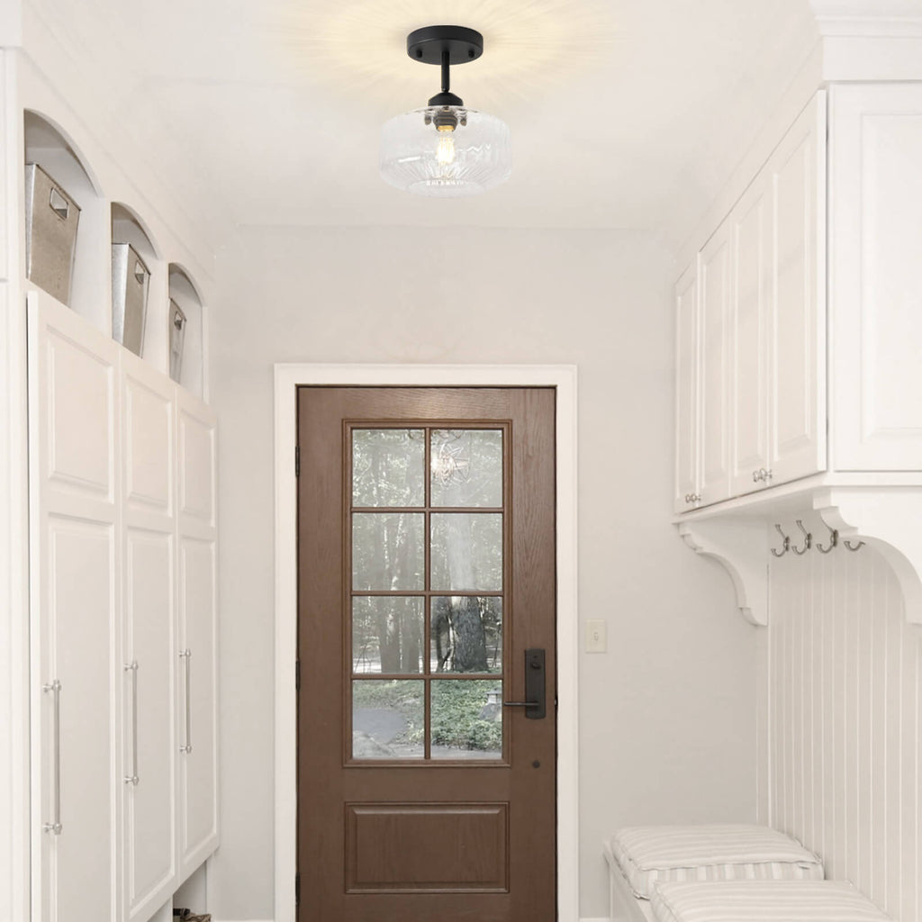 Ribbed Clear Glass Flush Mount