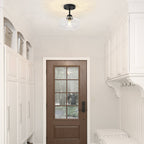 Ribbed Clear Glass Flush Mount