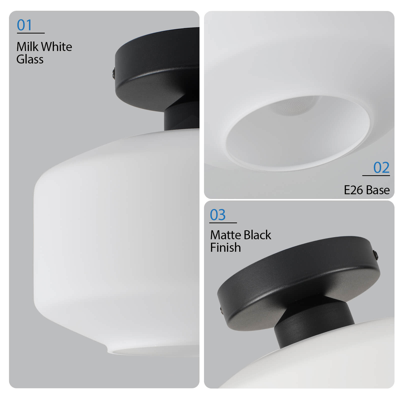 Milk White Glass Ceiling Light