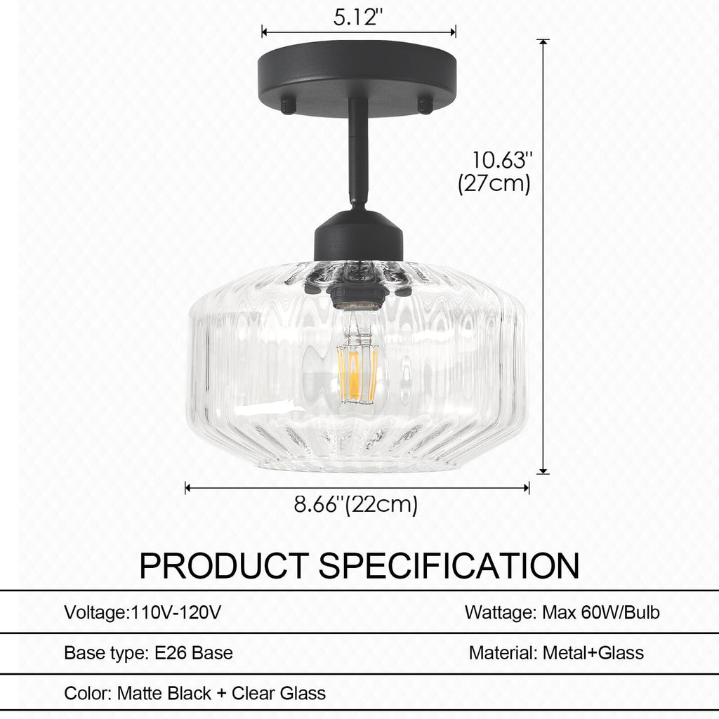 Ribbed Clear Glass Flush Mount
