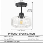 Ribbed Clear Glass Flush Mount