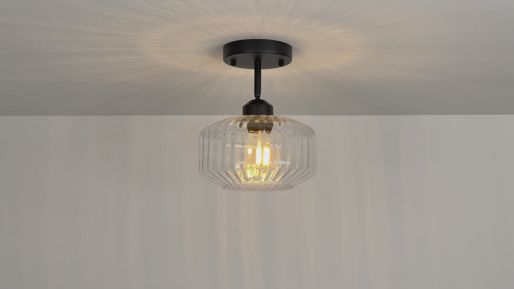 Ribbed Clear Glass Flush Mount