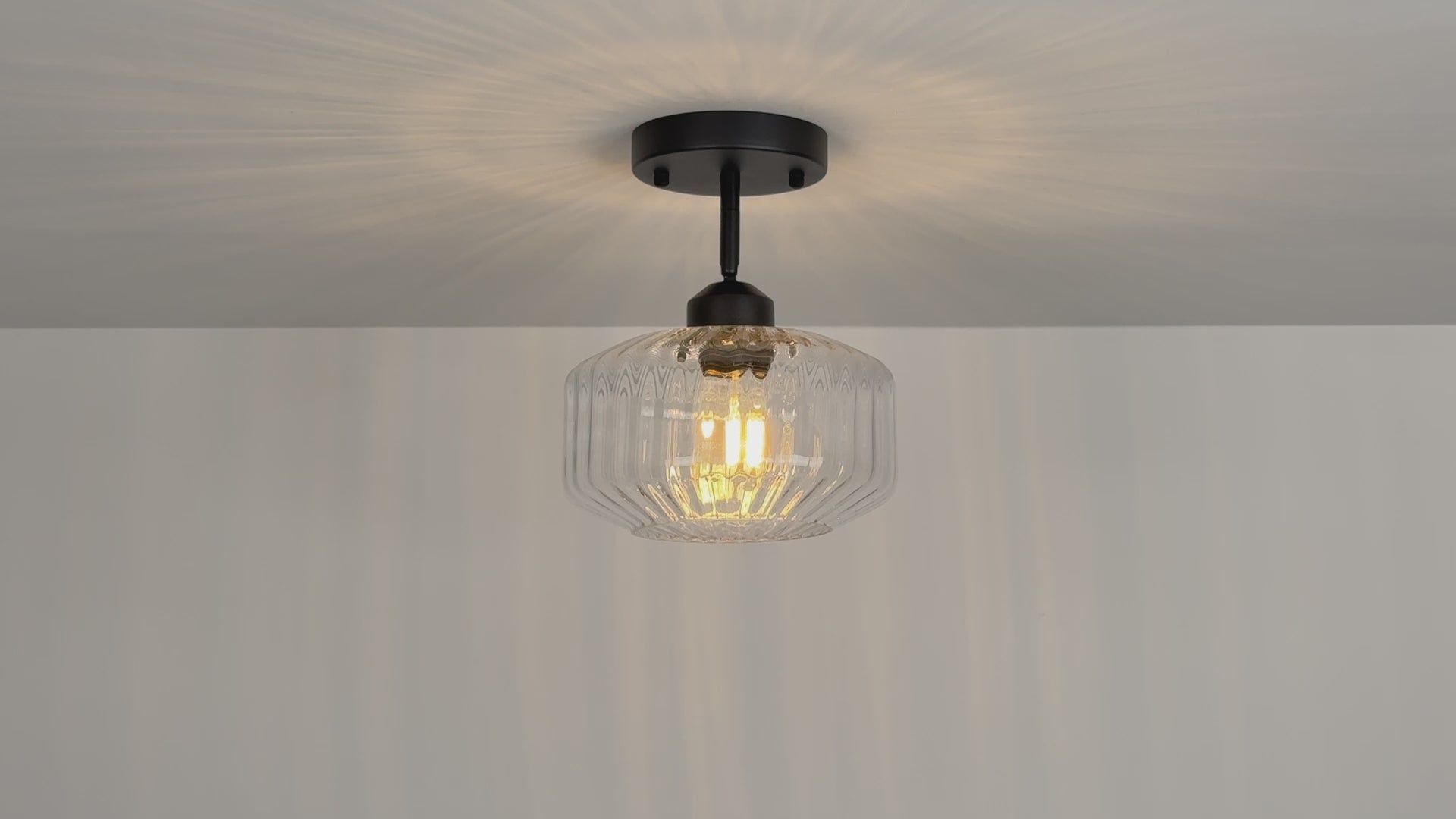 Ribbed Clear Glass Flush Mount