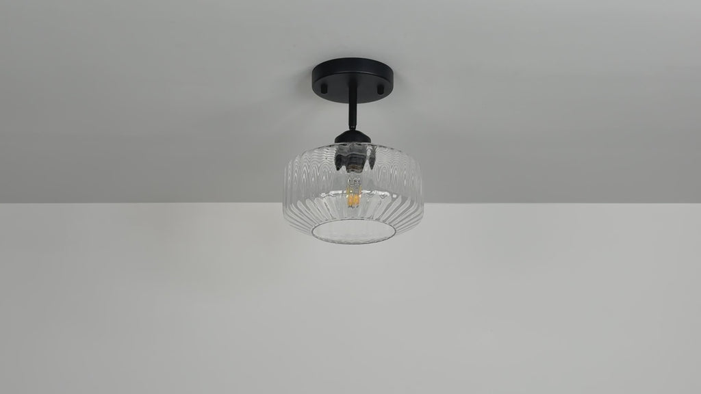 Ribbed Clear Glass Flush Mount
